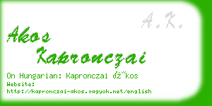 akos kapronczai business card